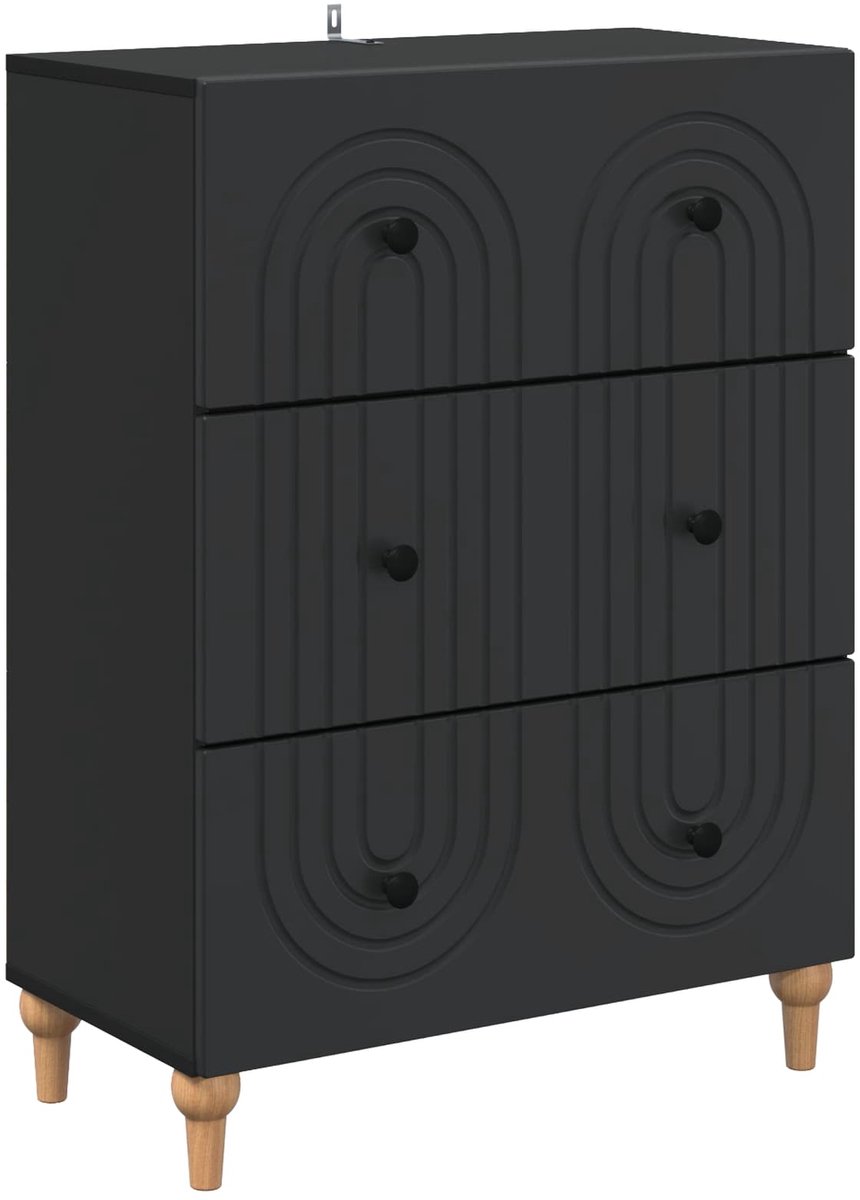 vidaXL Ladekast - Zwart - 66 - x - 34,5 - x - 90 - cm - Bewerkt - hout