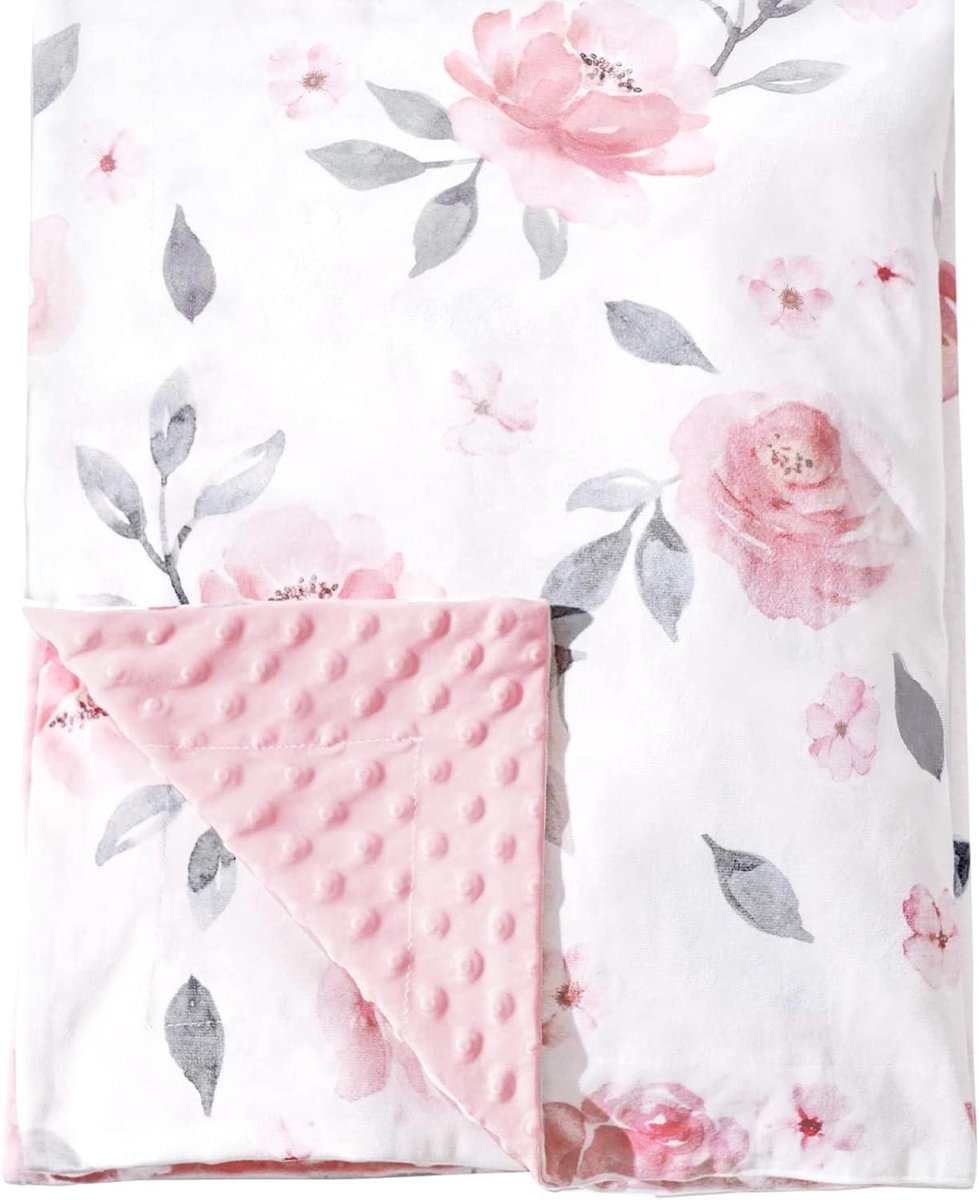 Babydeken Minky - Zachte Deken - Warm en Comfortabel - Dubbellaags Ontwerp - 127 x 152 cm - Bloemenprint