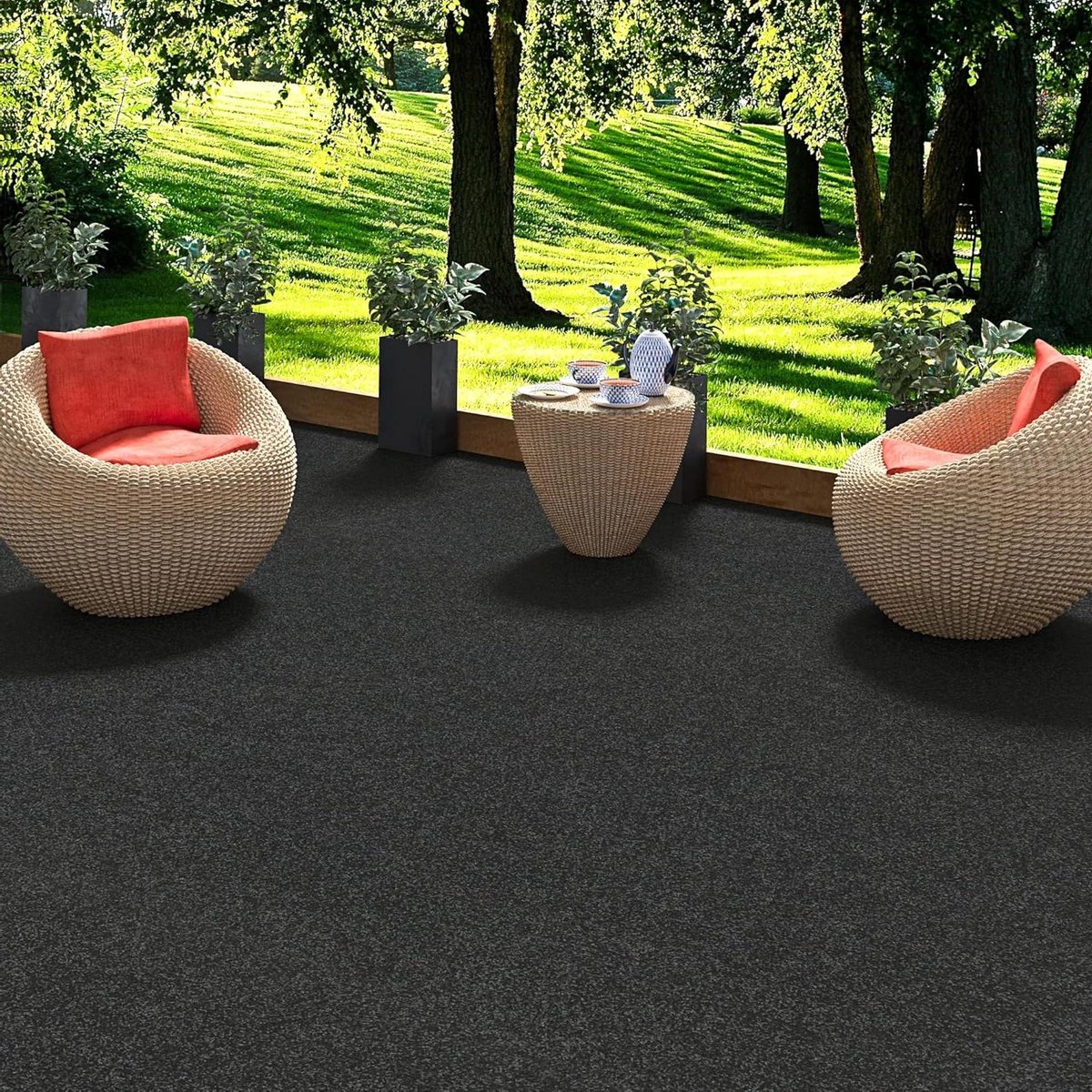Kunstgras Tapijt - Balkon Tapijt - Buiten Leven - Drainage Rug - 200x150 cm - Antraciet