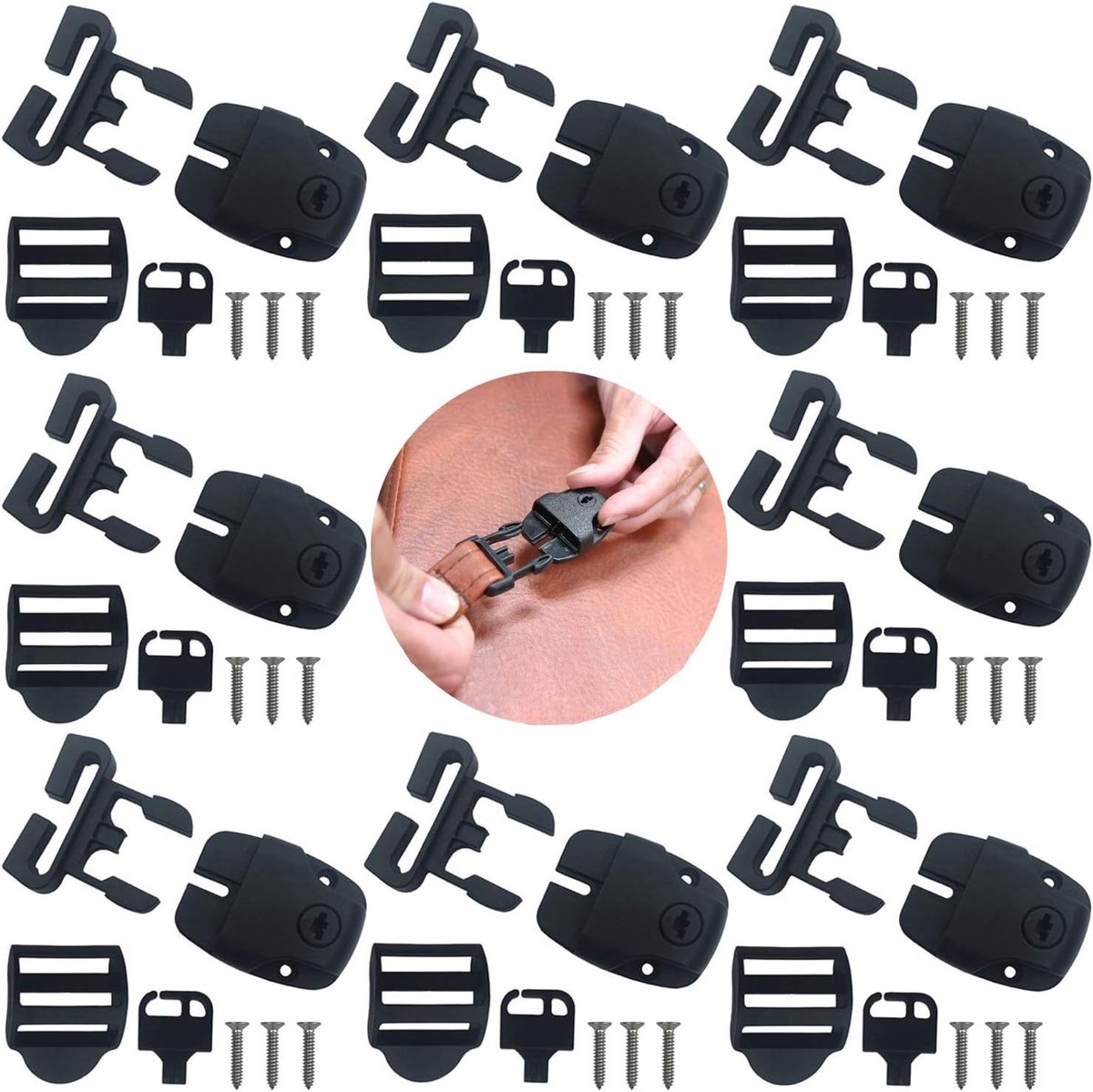 Set van 8 clips voor de afdekking van uw jacuzzi, inclusief sleuf, vergrendelingsclips, sleutels en bevestigingsmateriaal - reparatieset voor de vergrendeling van de jacuzzi-afdekking.