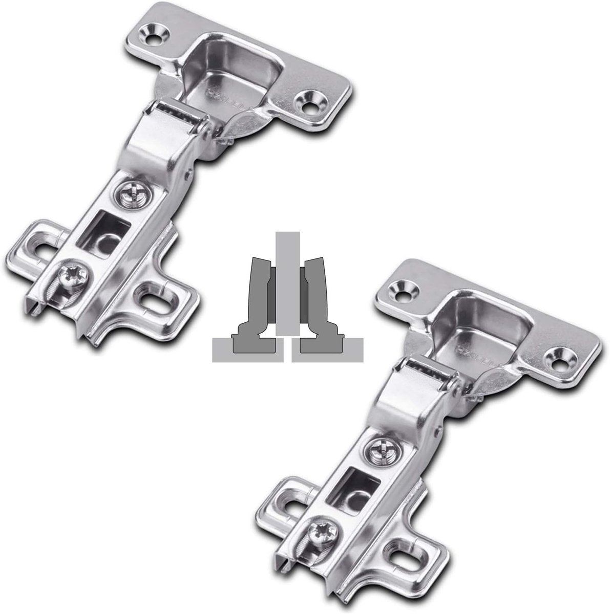 110° Half Laid Hinge - Zonder Geïntegreerde Demping - Voor Keukenmeubels - Kast Deuren - Met Glijdende Armen - Automatische Sluiting - Stalen Verpakking van 2