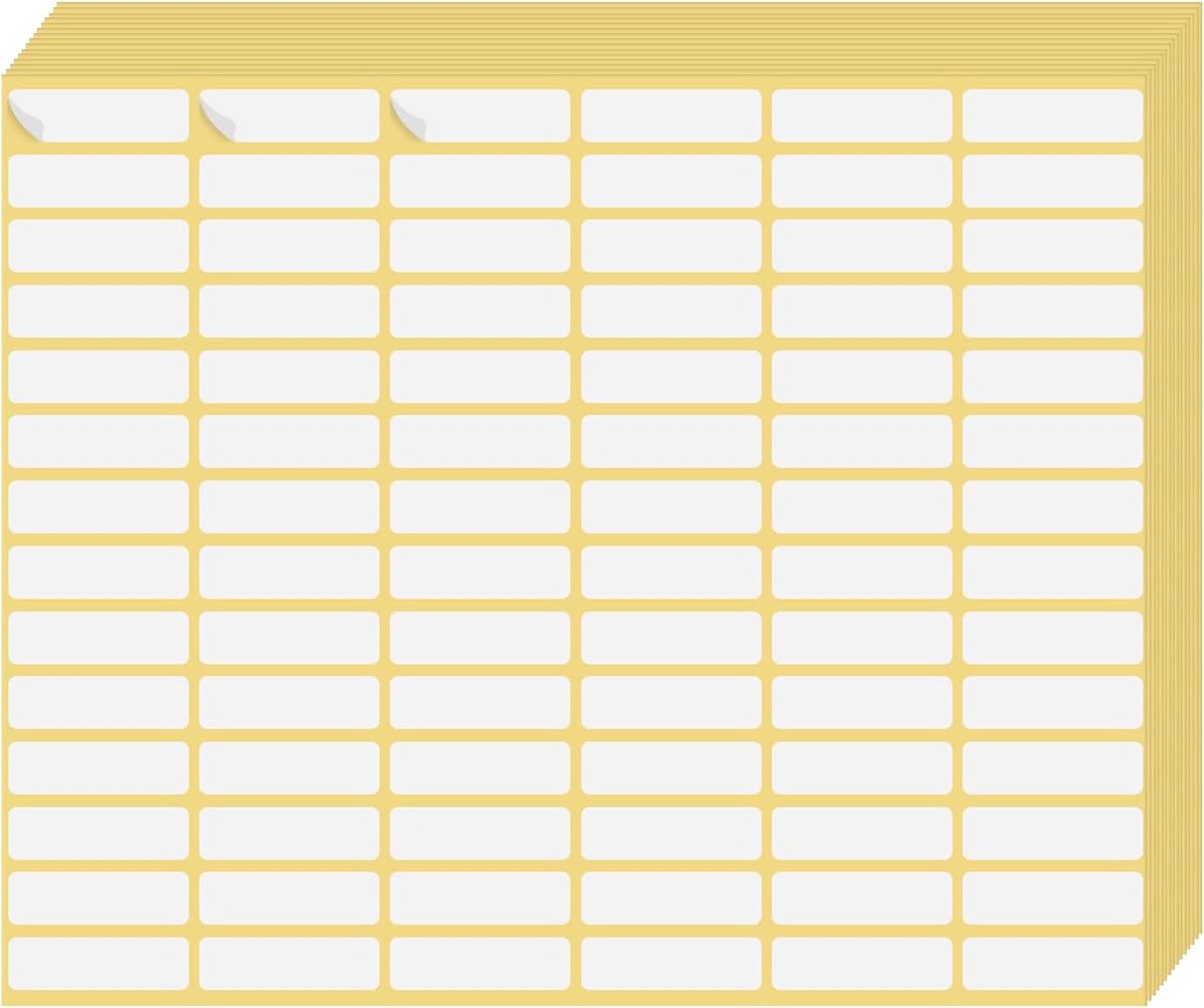 1260pcs Witte Verwijderbare Rectangle Labels - Kleine Plakbare Lege Zelfklevende Schrijfbare Prijsetiketten voor Enveloppen - Bestanden - Potten - Dozen (10 x 31mm) - 15 Vellen