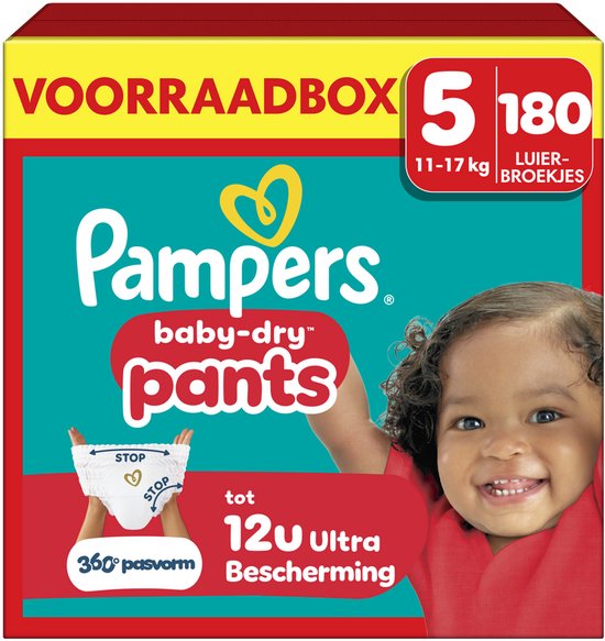 Pampers Baby-Dry Pants Maat 5 - 180 Luierbroekjes - 11kg-17kg - Voorraadbox