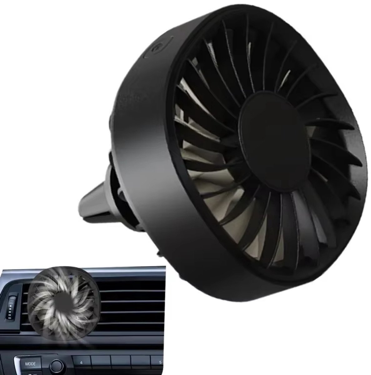 Autoventilator - Ventilator voor airconditioninguitlaat - USB-voeding, 3 snelheidsstanden, LED-ventilator met wisselende kleuren, bevordert de circulatie van koele lucht in de auto - Miniventilator - Ventilator voor in de auto - C1