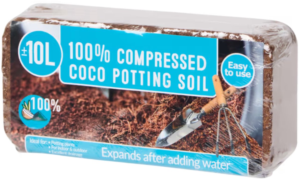 Kokos Potgrond - Geperste Potgrond - Vochtvasthoudend - Tuinieren - Ecologisch & Milieuvriendelijk - Organisch - Tuin - Planten - Gebruikersvriendelijk - Voor Binnen en Buiten - 10L - Gratis Verzenden