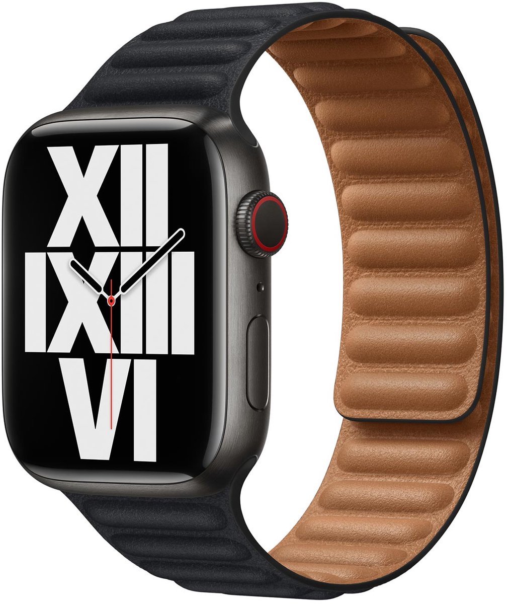 Apple Watch Leather Link - 45mm -  Midnight  - M/L - voor Apple Watch SE/5/6/7