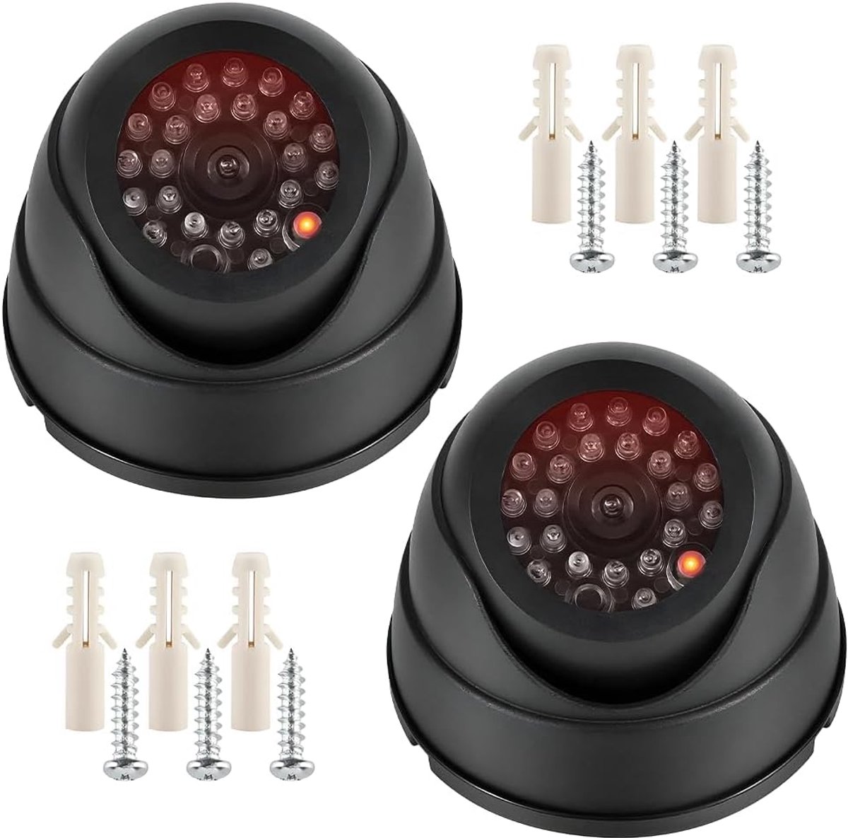 2 stuks dummy camera voor videobewaking - nepcamera met realistisch knipperend ledlicht - dummy camera voor binnen en buiten