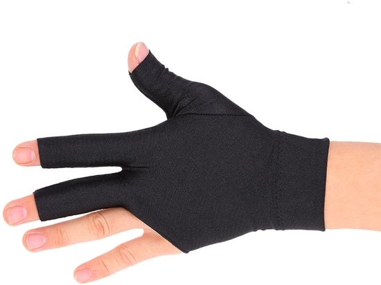 Golden crown - Snooker Biljart Drievingerhandschoen - Linkerhand - Soepelere Slag - Open Spandex - Pool Keu Handschoen Accessoire - Geschikt voor Snoo — afbeelding 2