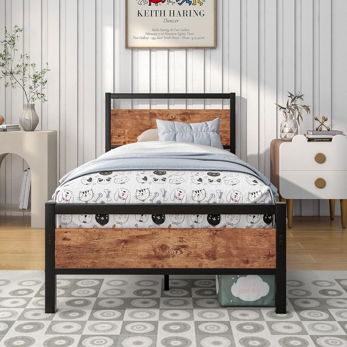 Metal Bed Frame Single met Hoofdbord - Stevige Slaapoplossing voor eenpersoonskamers