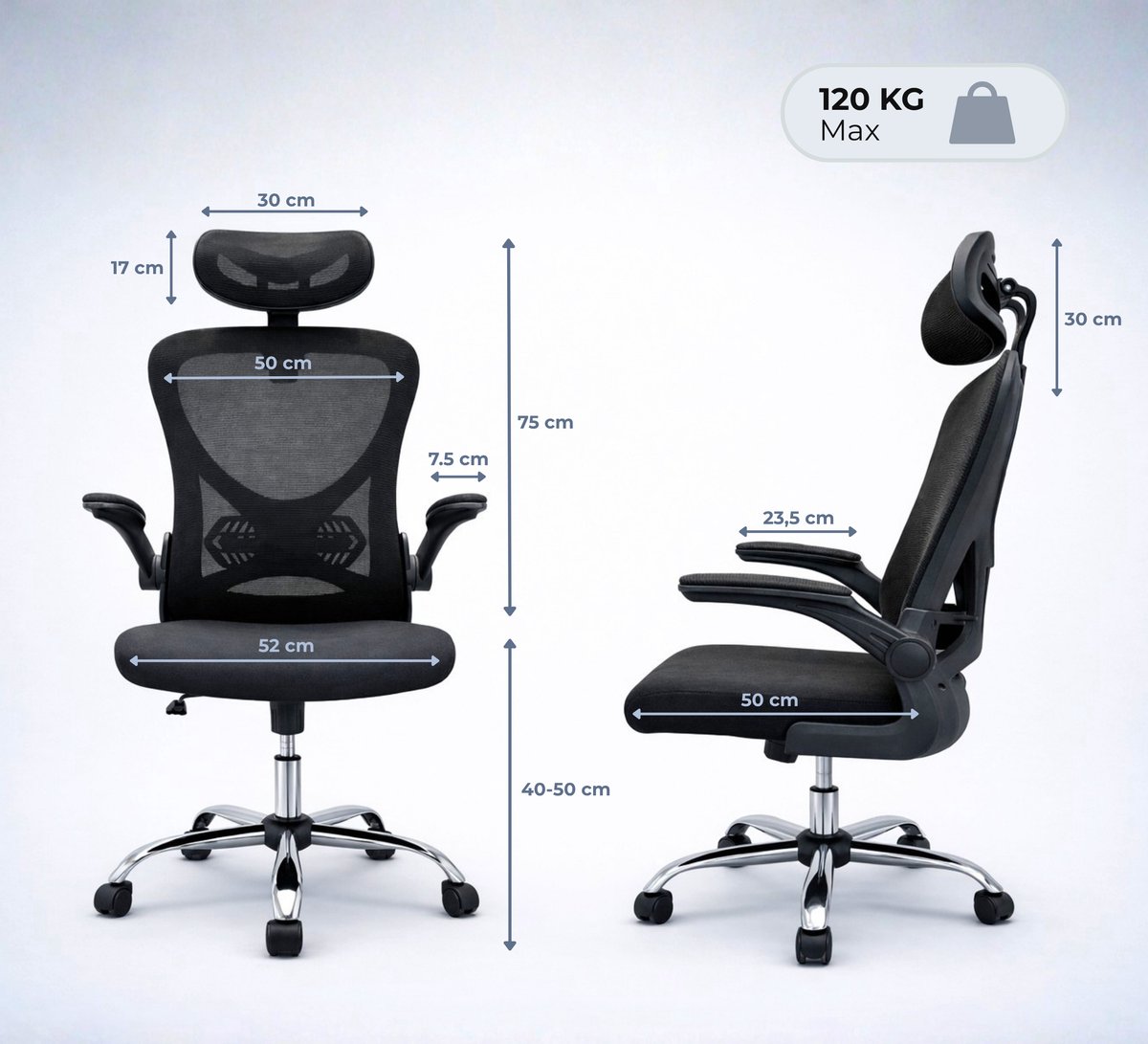Quality Needz Ergo Plus Ergonomische Bureaustoel met Mesh Rugleuning - afbeelding 3