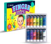 Bolke Vingerverf Set – 12 Kleuren (36ML) – Afwasbaar & Niet Giftig – Creatief Speelgoed voor Kinderen - het grote speelgoedboek 2026