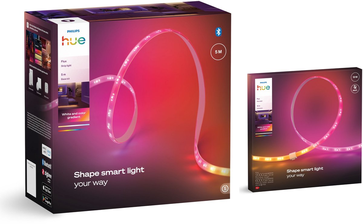 Philips Hue Flux LED strip 15 Meter - Wit en Gekleurd Licht - Light Strip - Incl. Voedingskabel - Hue White and Color Ambiance — afbeelding 7