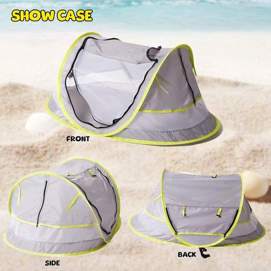 Baby Strandtent - 110x70x50cm - Pop Up Tent - UV 50 Bescherming - Campingbedje - strand zonnescherm - met Haringen - Opvouwbare -voor UV-Bescherming en Wind- en Inkijkbescherming van Merkloos — afbeelding 2