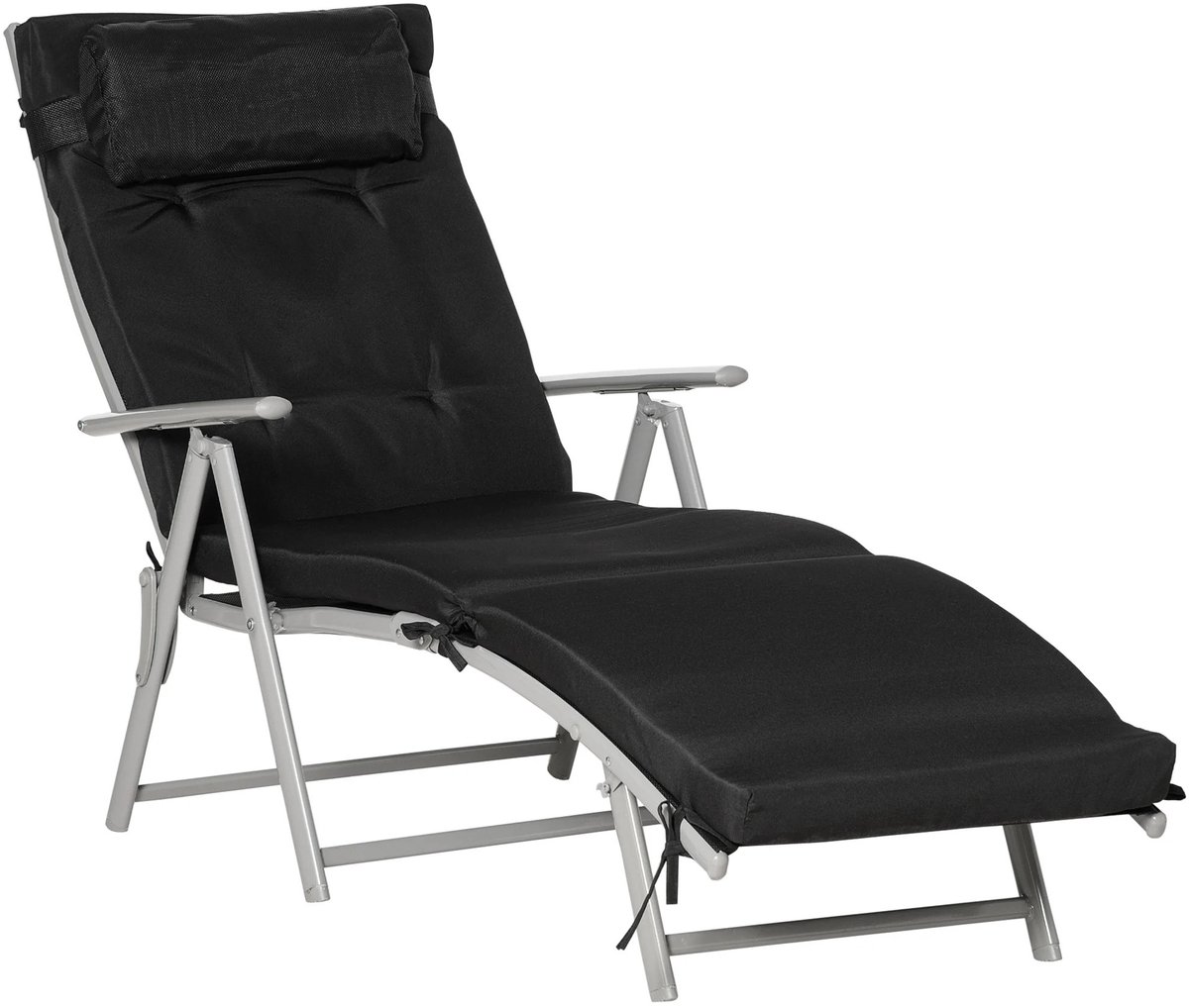 Noventra - tuinstoel - strandstoel - verstelbaar - ligstoel - verstelbaar - met kussen - weerbestendig - voor strand of terras
