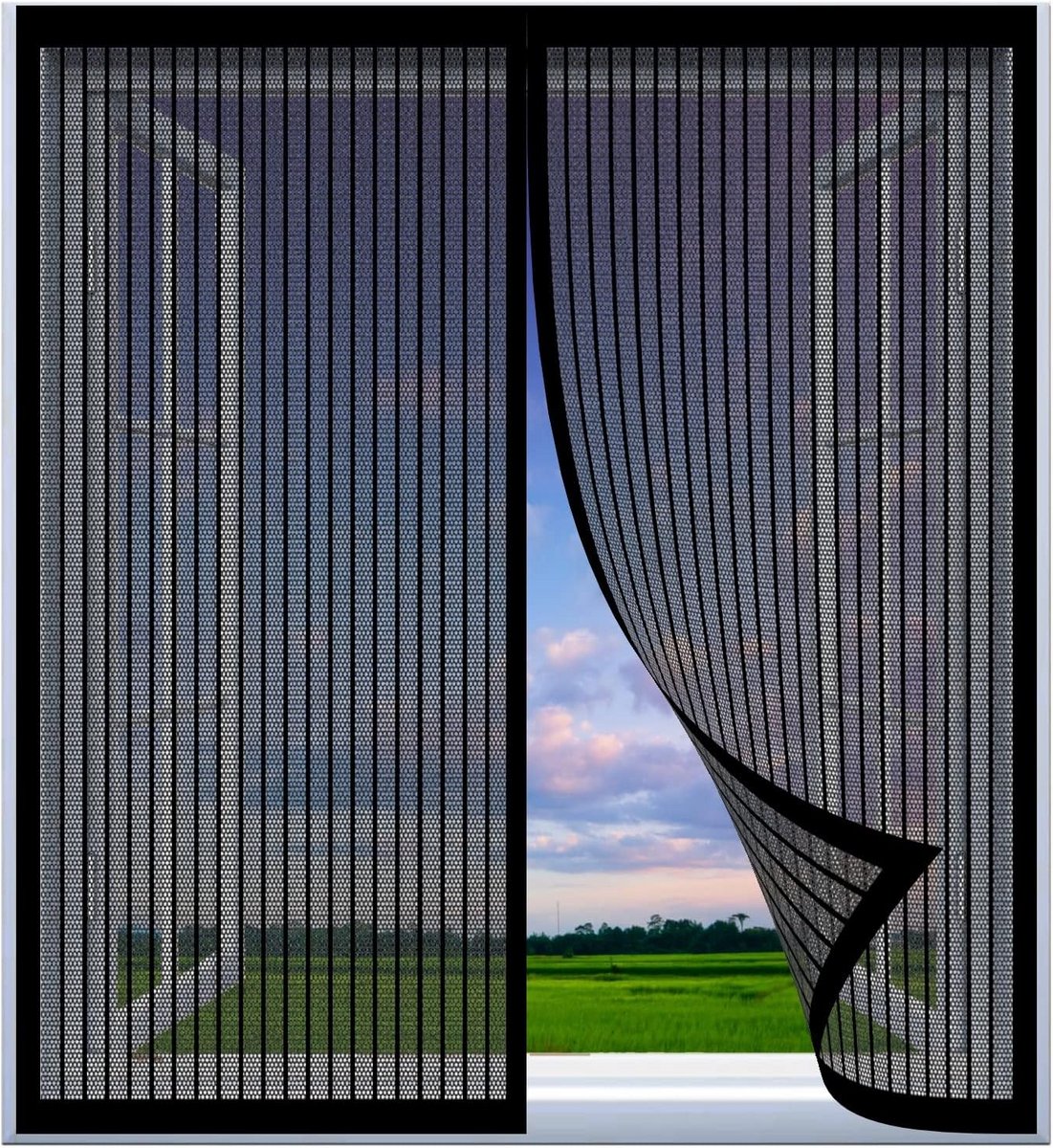 Raamhor - Muggengaas - Insecten Buiten Houden - Automatische Sluiting - 80x145cm - Zwart