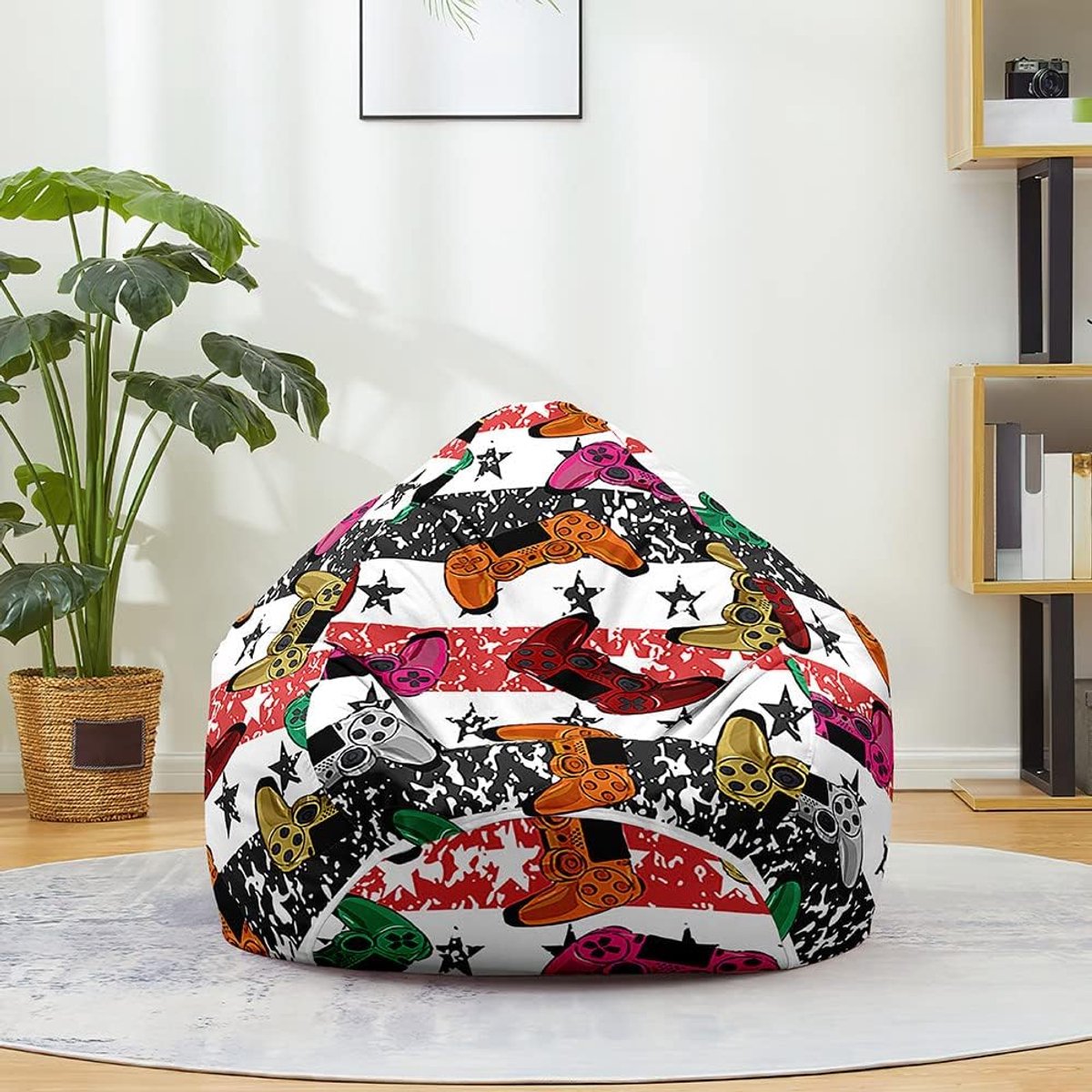 Zitzakhoes - Zitkussenhoes Opbergzak - Ontspannen Lezen - Wasbaar Buitenmateriaal - 100 x 120 cm - Kleurrijk