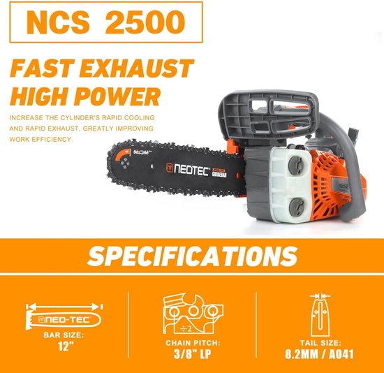 12 Inch Handvat Gas Kettingzaag - Draagbare 2-takt 25.4cc Houtzaag voor Bomen — afbeelding 3