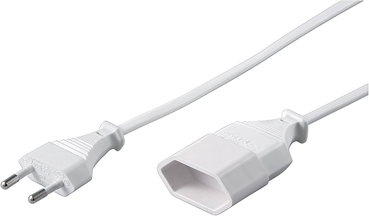 Verlengkabel - Stroomkabel - Apparaten Aansluiten - Vlakke Kabel - 2 meter - Wit