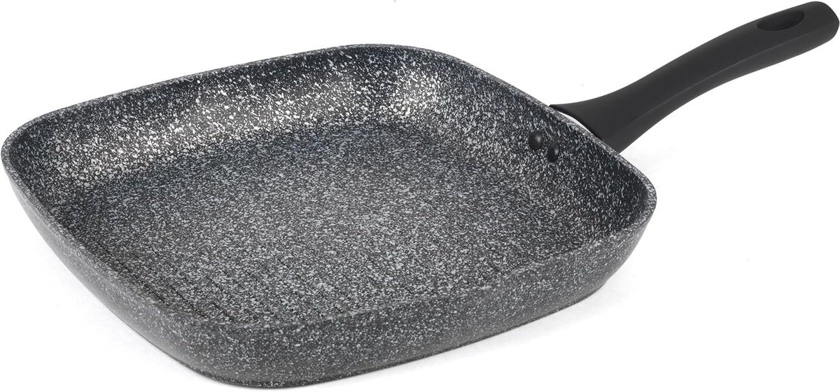 Grillpan Aluminium - Koekenpan - Veelzijdig Koken - Ultra Anti-aanbak - 28 cm - Zilver