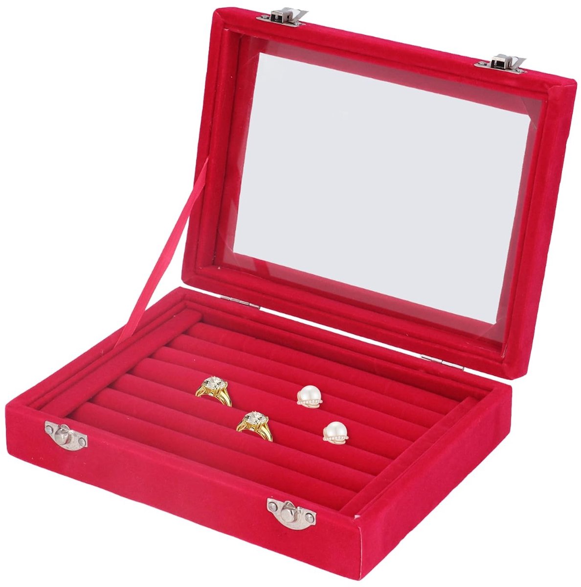Dailygoods- Sieradenbox Grote Capaciteit - Sieraden Organizer - Ringenhouder - Oorbellenhouder - Kettinghouder - Transparante Deksel - Duurzaam Materiaal - Sieradenhouder
