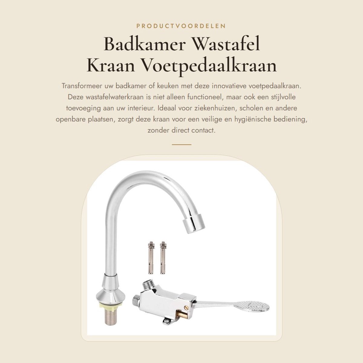Dailygoods- Wastafel Waterkraan Voetpedaal - Kraan Set - Laboratorium Accessoires - Duurzaam Koper/ABS - Hygiënisch Ontwerp - Eenvoudige Installatie - Kraanset