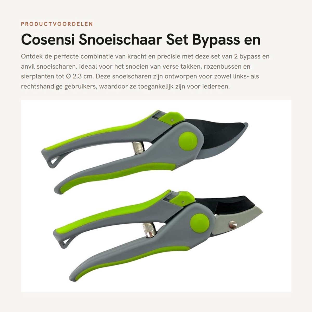 Dailygoods- Snoeischaar Set van 2 - Bypass/Anvil Snoeischaar - ILAFLON Antikleef Coating - Lengte 20 cm - Robuuste Handgrepen - Geschikt voor Links- en Rechtshandigen - Tuinschaar