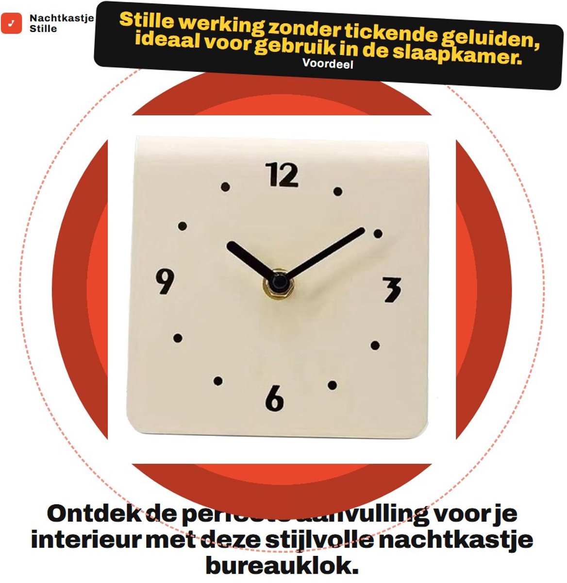 Dailygoods- Bureauklok Stille Beweging - Metalen Klok - Multifunctioneel - Decoratie - Modern - Geschikt voor Slaapkamer/Woonkamer - Tafelklok