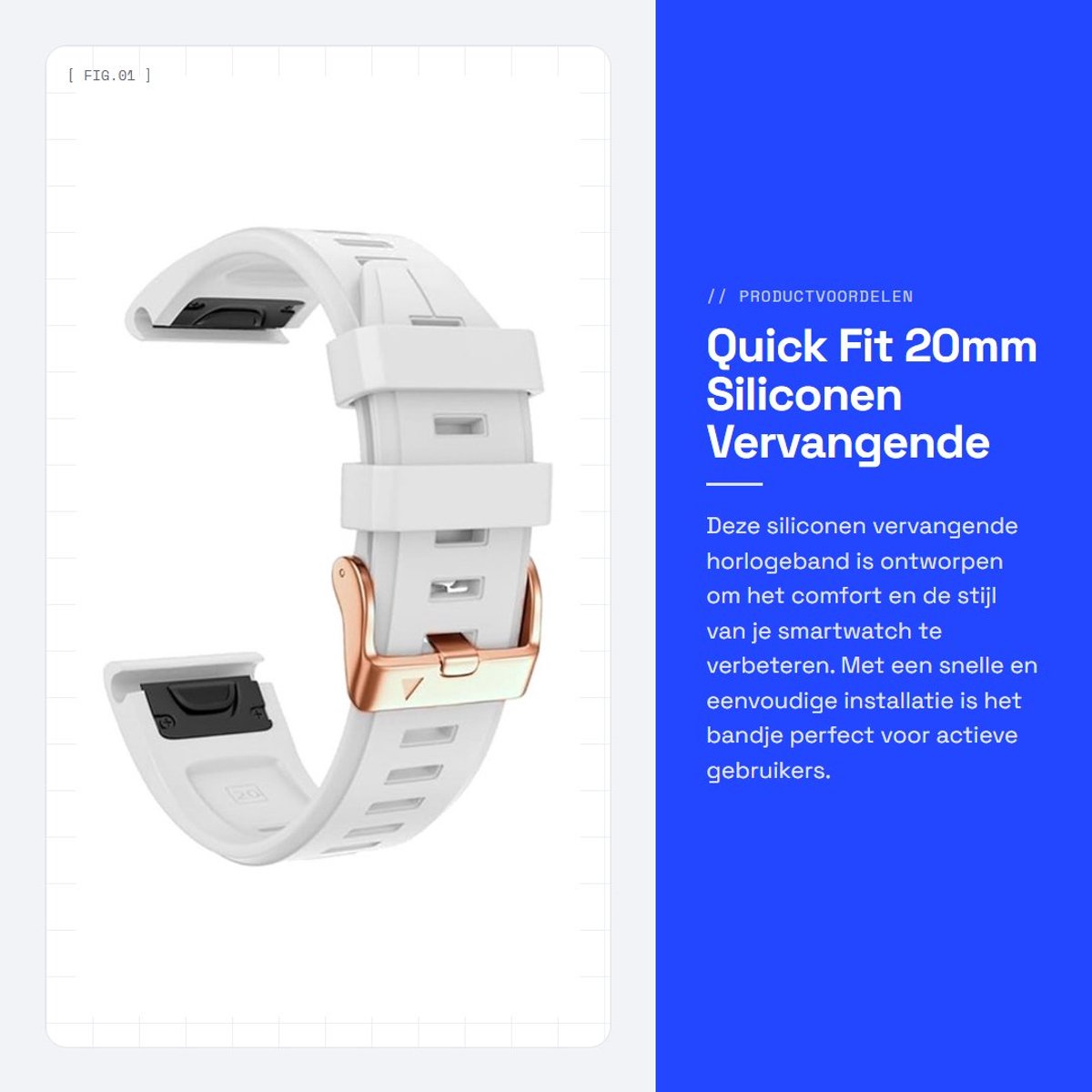Dailygoods - Quick Fit 20mm Siliconen Vervangende Horlogeband voor Smartwatches