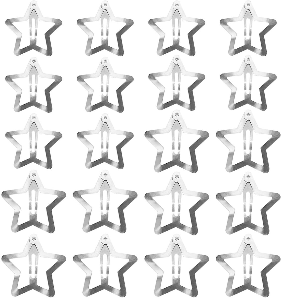 Dailygoods- Haarspelden 20 Stuks - Zilveren Ster Haarspelden - Antislip - Metalen Haaraccessoires - 3 cm/4 cm - Geschikt voor Diverse Kapsels - Haarsieraden
