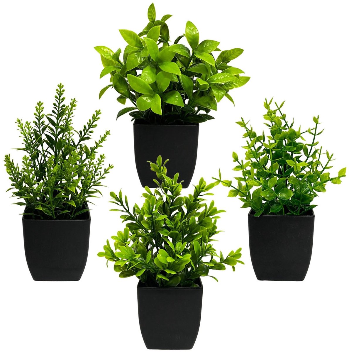 Dailygoods- Kunstplant met pot - 4 Stuks - Kleine Nepplanten - Kunstplanten voor Binnen - Kunstplanten in Pot - Uniek Design - Nepplant