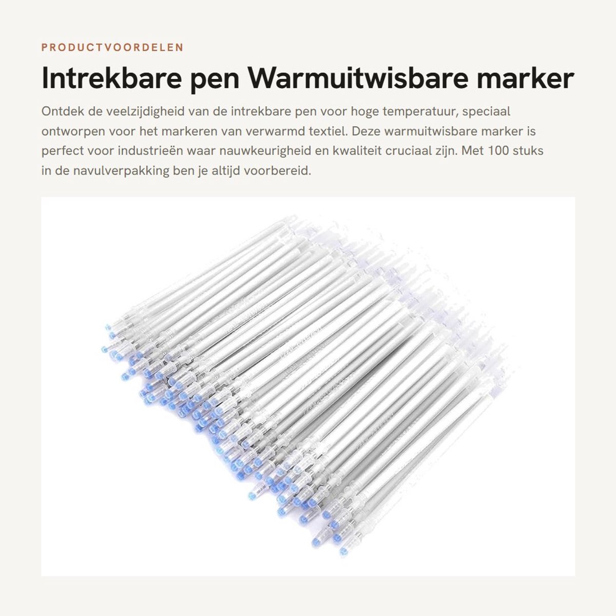 Dailygoods- Uitwisbare Pen - Navulverpakking 100 Stuks - Warmuitwisbare Marker - Geschikt voor Donkere Huid - Hoogwaardig Staal - Verbeterd Markeringseffect