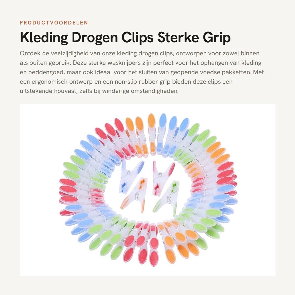 Dailygoods- Kledingpinnen 72 Stuks - Sterke Grip - Extra Groot - Antislip - Voor Binnen/Buiten - Afmetingen 8 x 4 cm - Wasknijpers