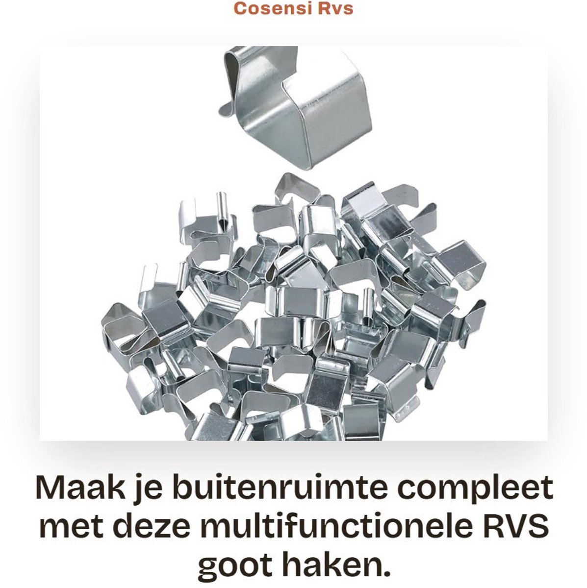 Dailygoods- Gootsteun 50 Stuks - Roestvrij Staal - Multifunctionele Ophanghaken - Decoratie Haakjes - Voor Buitenverlichting - Geschikt voor 300mm Brede Invoegen