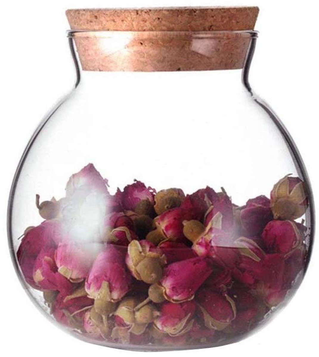 Dailygoods- Glazen Pot - 500g Capaciteit - Houten Deksel - Opbergpot - Voedselopslag - Multifunctioneel - Hoogwaardige Glaskwaliteit - Opslagpot