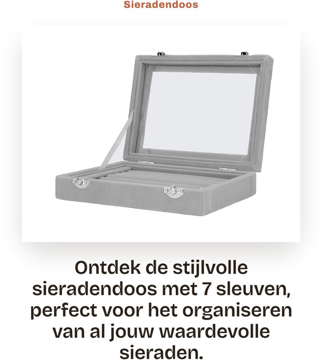 Dailygoods- Sieradendoos 7 slots - Fluwelen opslag - Acryl/hout - Transparante hoes - Stijlvolle opbergoplossing - Voor oorbellen/armbanden - Sieradenopbergdoos