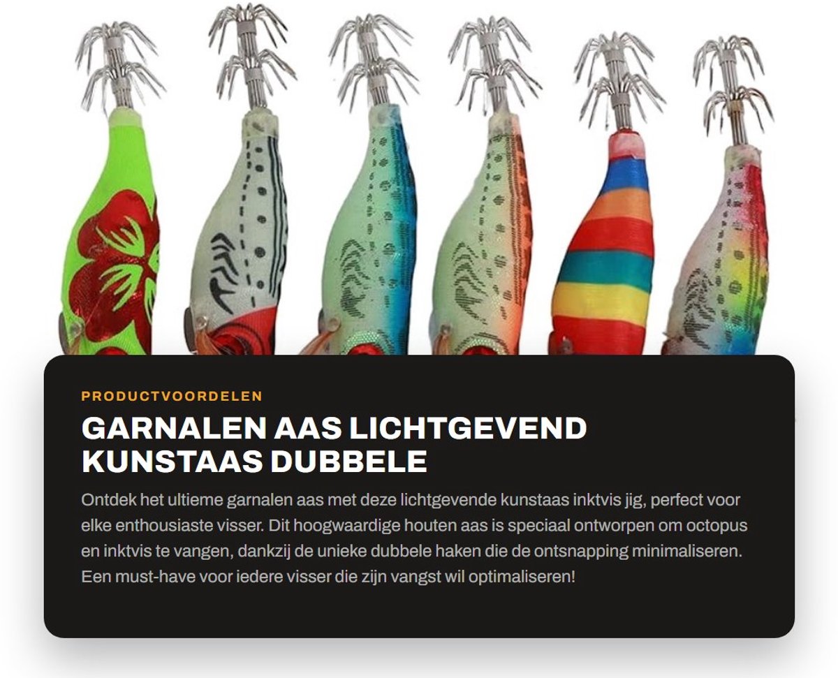 Dailygoods- Kunstaas Lichtgevend - Houten Aas - Dubbele Haak - Inktvis Jig - Vissen Lokken - Realistisch Effect - Vissenaas