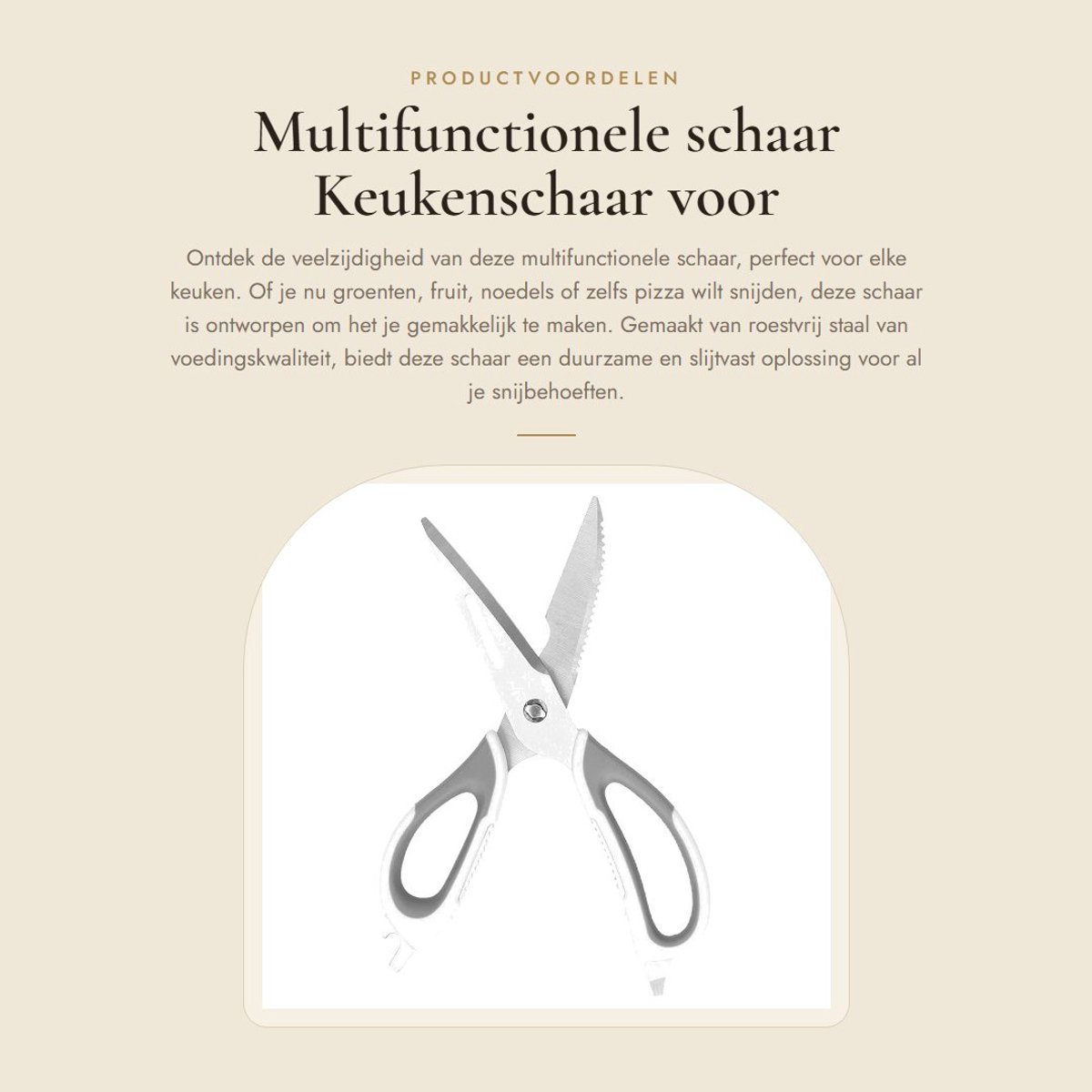 Dailygoods- Keukenschaar Duurzaam - Multifunctioneel - Roestvrij Staal - Eenvoudig te Reinigen - Handvat met Flesopener - Geschikt voor Groenten/Fruit - Keukengereedschap
