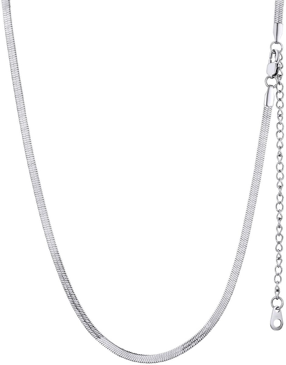 Dailygoods- Slangenketting Roestvrij Staal 316L - Pantserketting - Breedte 3/5 mm - Lengte 30/38 cm - Verlengketting 9 cm - Cadeau voor Kerstmis/Vaderdag/Valentijnsdag - Halsketting