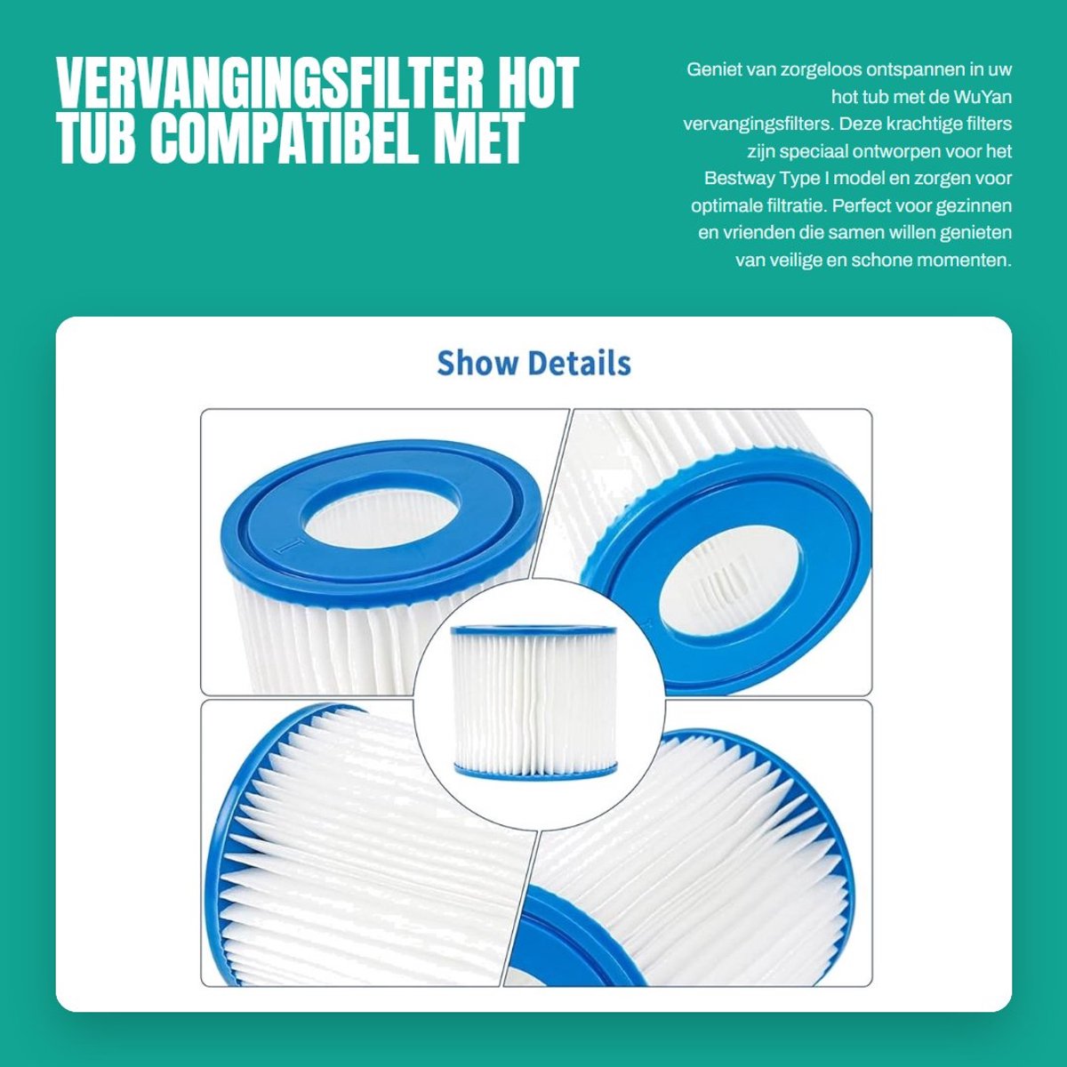 Dailygoods- Hot Tub Filters - 6 Pack Vervangingsfilters - Sterke Filtratie - Compatibel met Bestway 58093 - Eenvoudig te Installeren - Houdt Water Schoon - Zwembadfilters