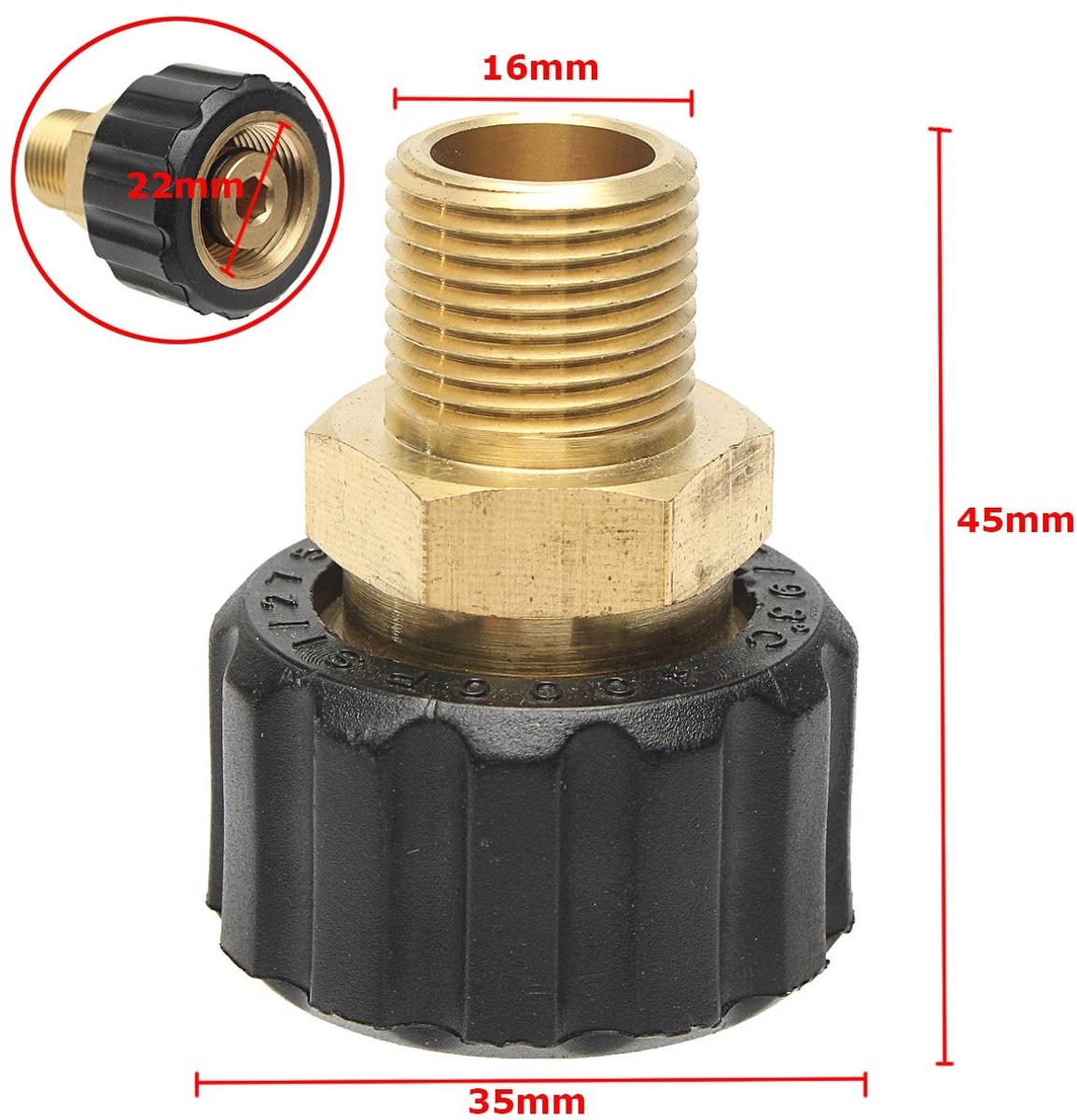 Dailygoods - M22 Vrouwelijke 3/8 Inch Mannelijke Lance Adapter - Snelle verbinding - Compact formaat - Geschikt voor Karcher en Nilfisk - Ideaal voor...