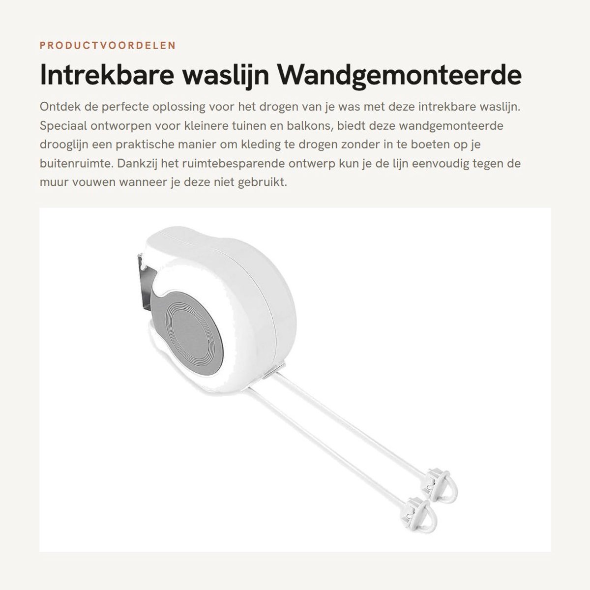 Dailygoods- Waslijn Uittrekbaar - Wanddroogrek - Inklapbaar - 13 Meter Touw - Voor Binnen/Buiten - Perfect voor Kleine Ruimtes - Drooglijn