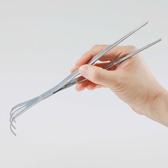 2-in-1 Bonsai Pincet met Roestvrijstalen Wortelhark 220 mm - Made in Japan - Professioneel Bonsai Gereedschap, Japanse Precisietang voor Planten — afbeelding 3