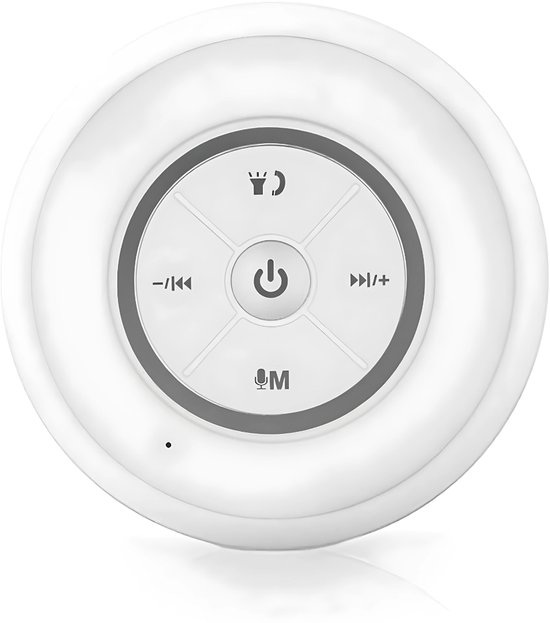 QIN® Douchespeaker - Douche Radio met Bluetooth - Waterdichte Speaker - Ingebouwde Microfoon - Met Zuignap - Oplaadbaar - Wit - ‎5cm x 9cm x 10cm van qin — afbeelding 2