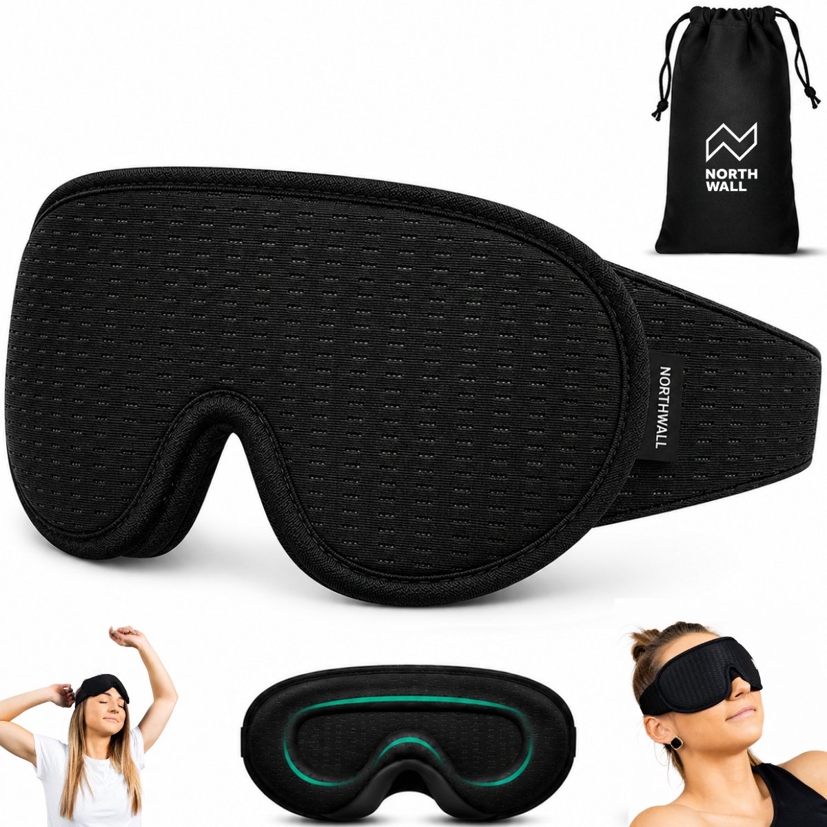 Bol.com Northwall Luxe Slaapmasker voor Mannen en Vrouwen - 100% Verduisterend - 3D Ergonomisch Traagschuim - Oog Masker met Opb... aanbieding