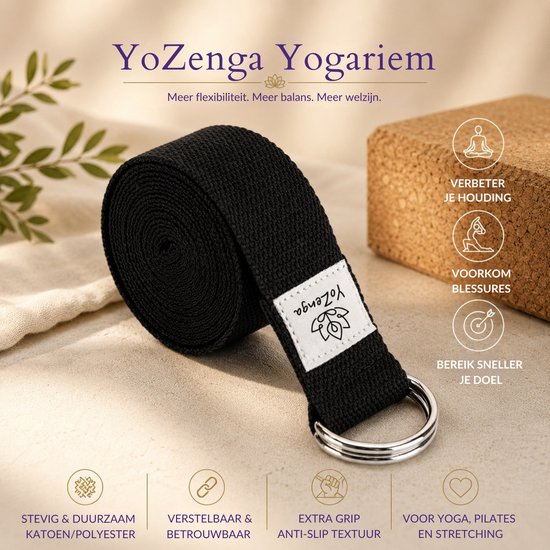 YoZenga yogariem - yogastrap - Black van YoZenga — afbeelding 2