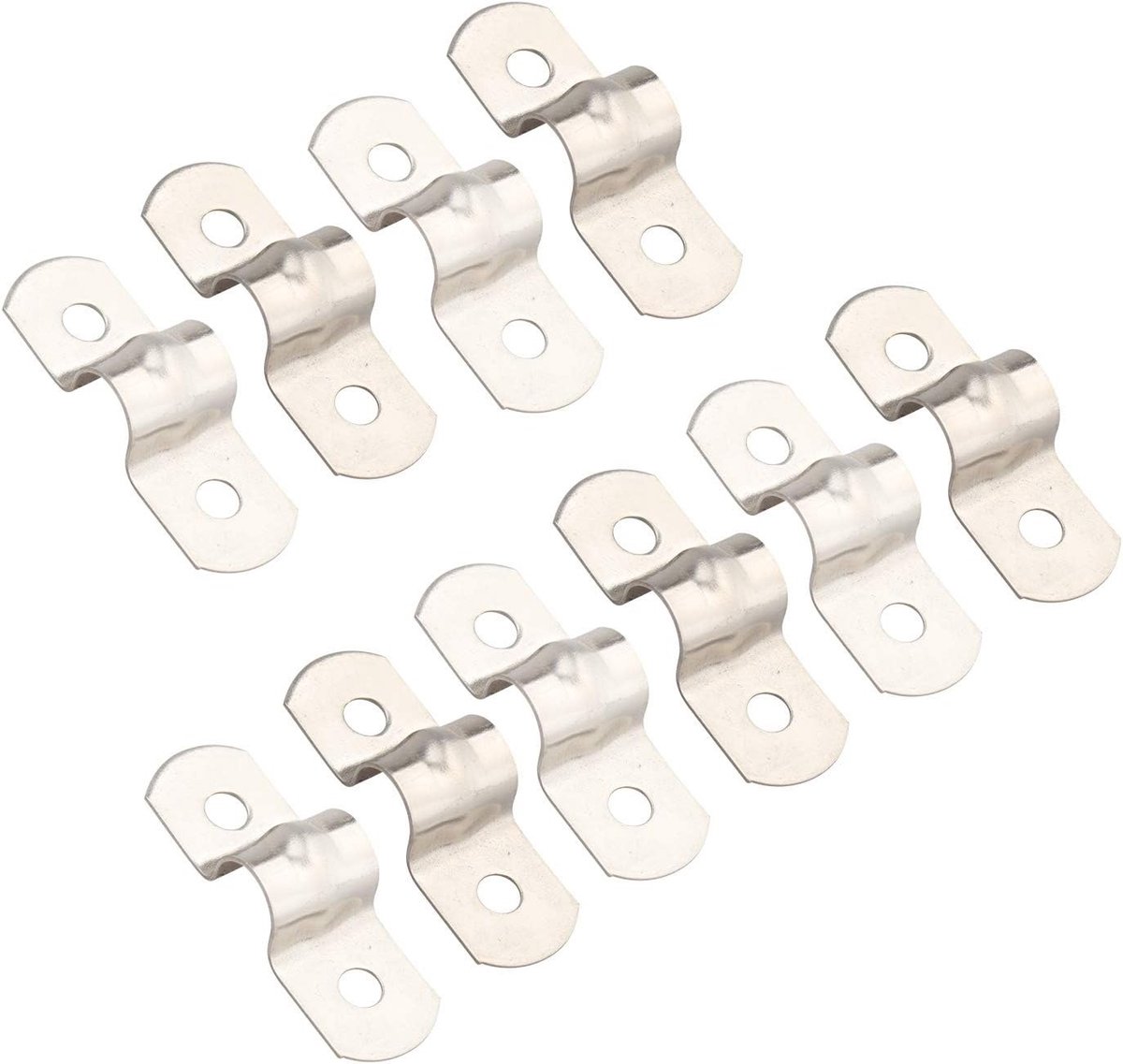 Dailygoods- Buisklem 10 Stuks - RVS Beugel - 2 Gaten voor Bevestiging - Vibration Noise Reductie - Corrosiebestendig - 3.8 x 1.2 x 0.8 cm - Pijpklem