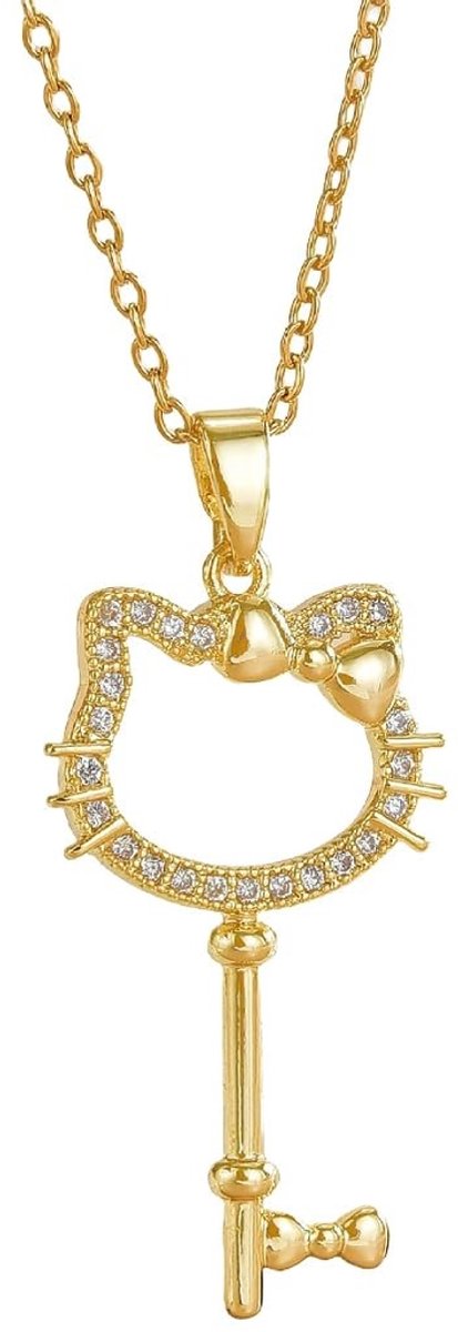 Dailygoods- Ketting Kat - Sieraden voor Dames - Hypoallergeen - Verstelbare Maat - Duurzaam Titaniumstaal - Elegant Ontwerp - Sieraad