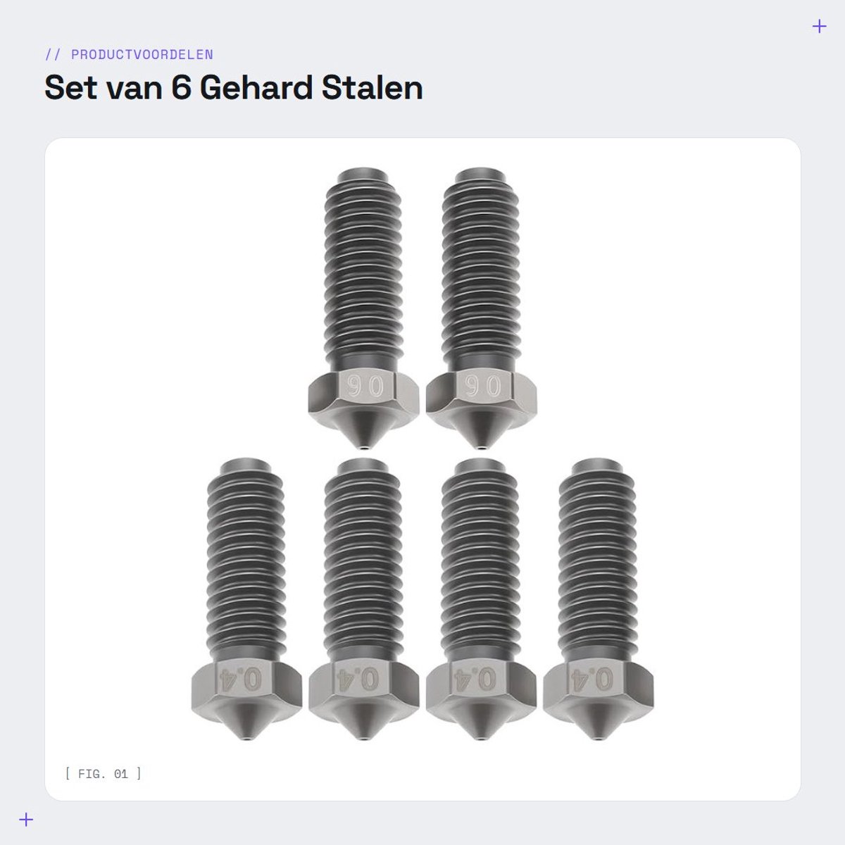 Dailygoods- Sproeiers 6 Stuks - 4x 0,4 mm/2x 0,6 mm - Gehard Staal - M6 Draad - Mondstuk - Slijtvastheid voor 3D-prints - Spuitmonden