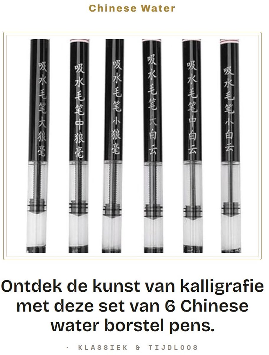 Dailygoods- Kalligrafiepen Set van 6 - Waterborstel Penselen - Herbruikbaar voor Waterschrijven - Hoogwaardige Materialen - Praktisch voor Schrijven en Tekenen - Waterpen