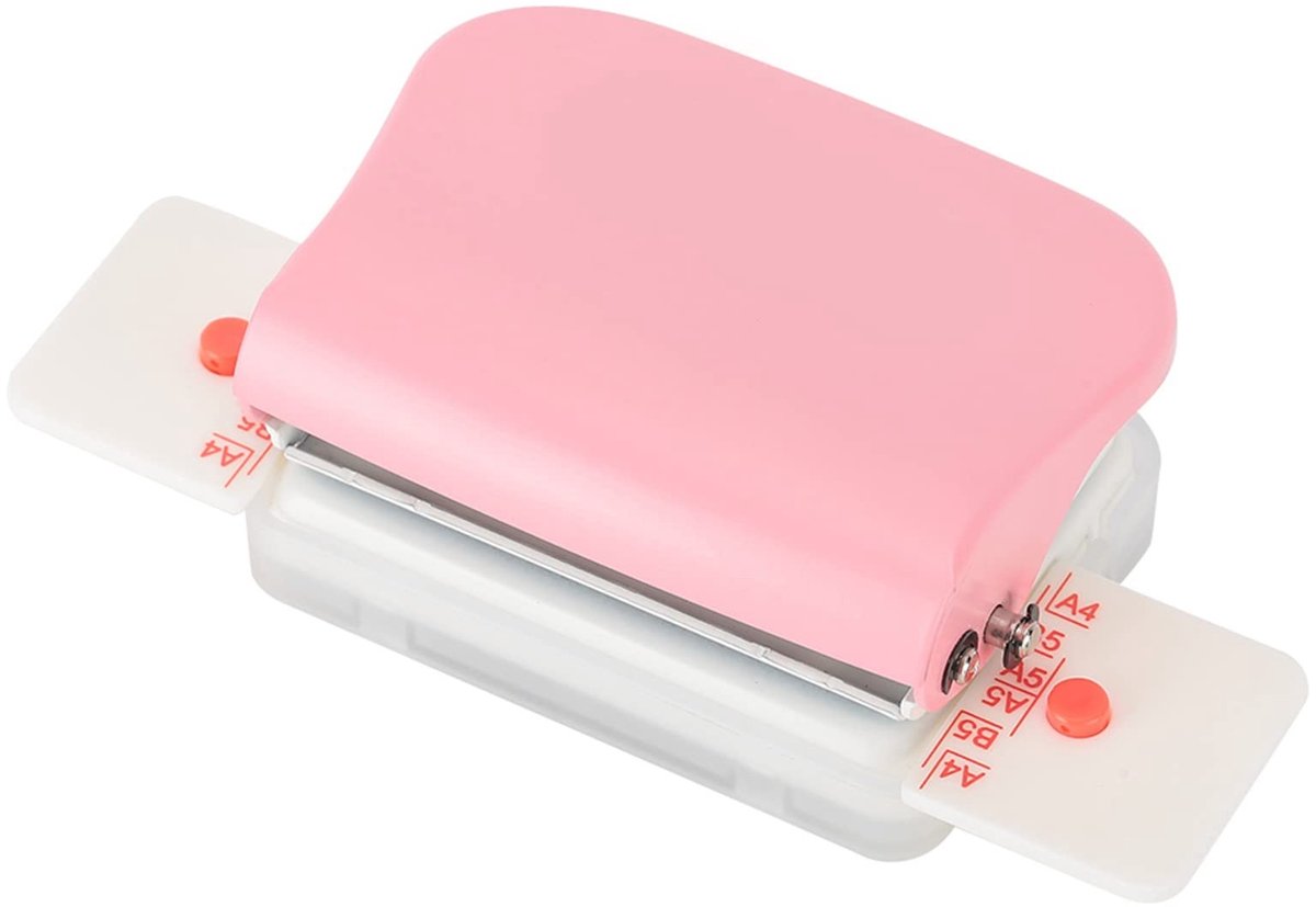 Dailygoods- Perforator Handmatig - 5 Bladen per keer - 26/30/20-gaats - Geschikt voor A4/B5/A5 - ABS - Roze - Ponsmachine